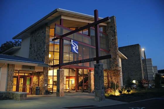 Photo of a building on Butler Community College's campus, at late dusk